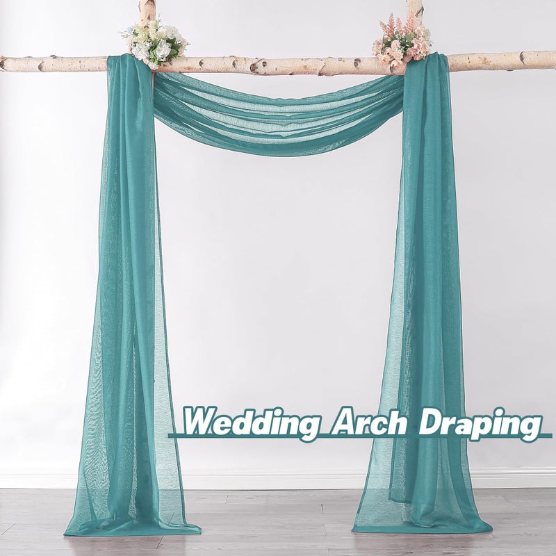 DONREN Luxury Soft Sheer Curtains Scarf for Windows - Semi Voile Window Scarf Valance,52 Inches Wide by 144 Inches Long (1 Panel,Teal) - Image 2